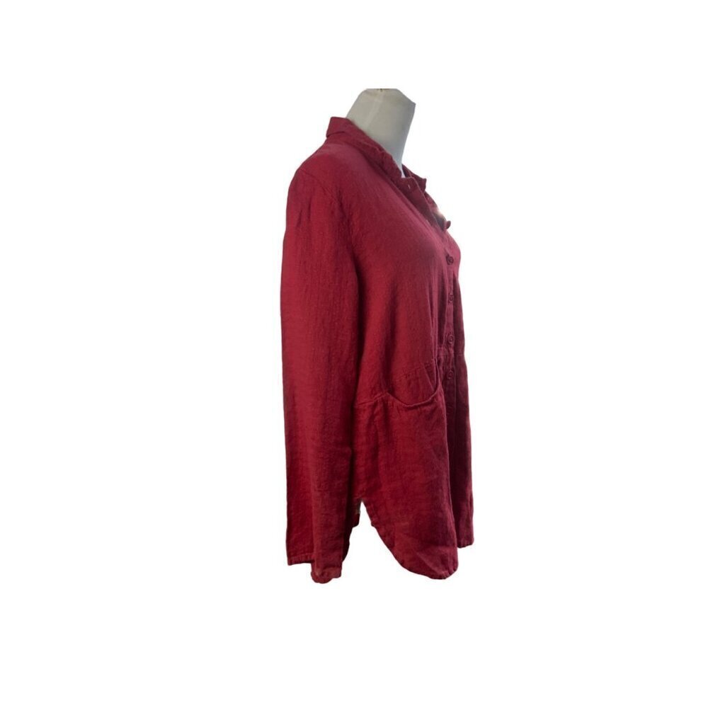 FLAX Deep Red Top. Size Petite. - Picture 3 of 3